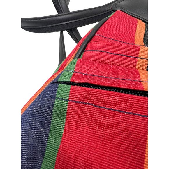 Villager by Liz Claiborne Womens Vintage 90s Striped Triangle Backpack Sling Bag - Picture 15 of 16